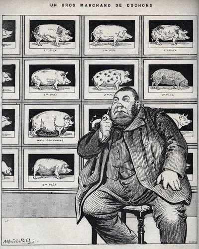 大きな豚屋 - 1898年「Le Cochon, souvenirs of Normandy」に掲載された漫画。 作： Alfred Le Petit