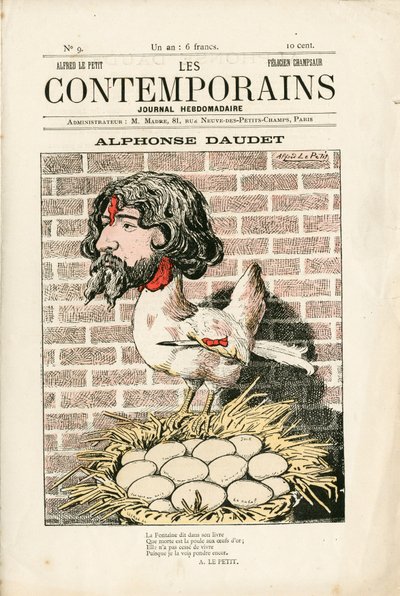 Les Contemporains "の第9号『Satirique en Colours』の表紙。アルフォンス・ドーデ - 叙情詩 - Houle, Daudet Alphonse - イラスト：Alfred Le Pepetit (1841-1909) 作： Alfred Le Petit
