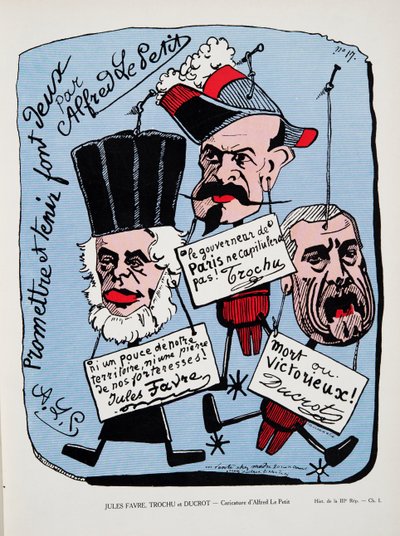 ジュール・ファーブル、トロチュウとデュクロ、『Histoire de la Troisieme Republique, Vol.1, Political History』より、1933年に出版されたカラーリトグラフ。 作： Alfred Le Petit