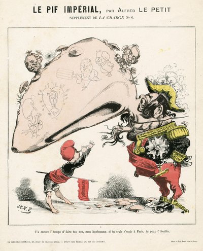 ザ・チャージ」（1870年）第6号、カラーの風刺画 作： Alfred Le Petit