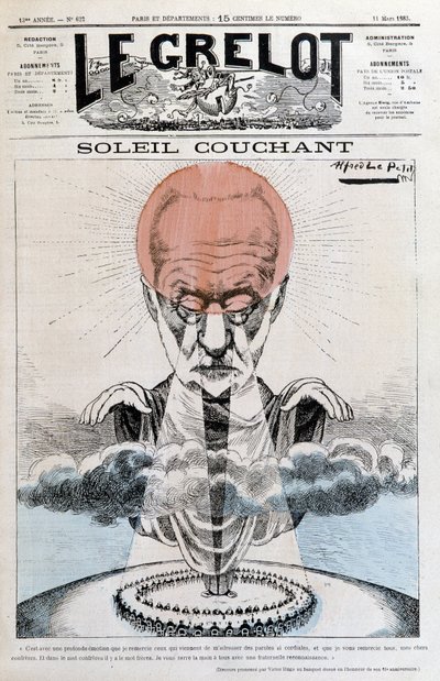 ソレイユ・クーシャン（Soleil couchant）。ヴィクトル・ユーゴー - アルフレッド・ル・ペペティ著、1883年11月3日付「ル・グレロット」紙にて 作： Alfred Le Petit