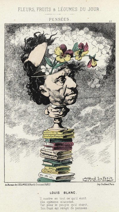 感想です。ルイ・ブランの漫画 - 1871年04月02日の「今日の花・果物・野菜」の絵 作： Alfred Le Petit