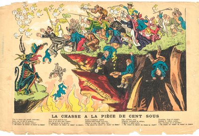 飛葉 色彩の風刺 1878年頃100サブピースの狩猟 - 銀 - 悪魔、治療 イラスト：アルフレッド・ル・ピート（1841-1909 作： Alfred Le Petit