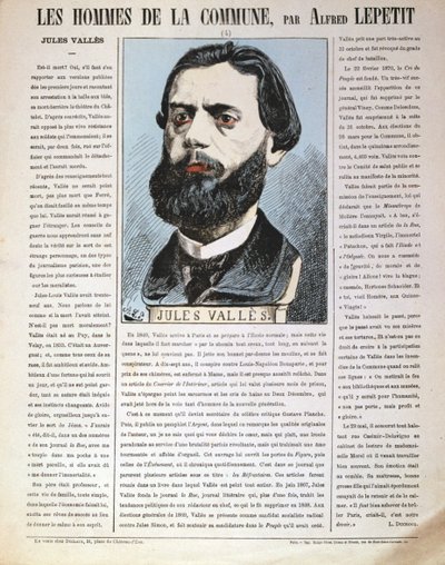ジュールヴァレス、フランスのジャーナリスト、作家、パリコミューンのメンバー、1871年 作： Alfred Lepetit