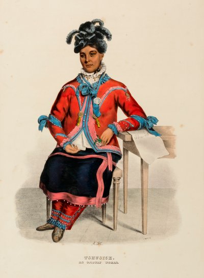 TSHUSICK.北米インディアン部族史より「オジブウェイの女性 作： Alfred M. Hoffy