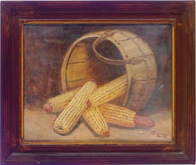 かごの中のトウモロコシの茎（キャンバスに油彩） 作： Alfred Montgomery