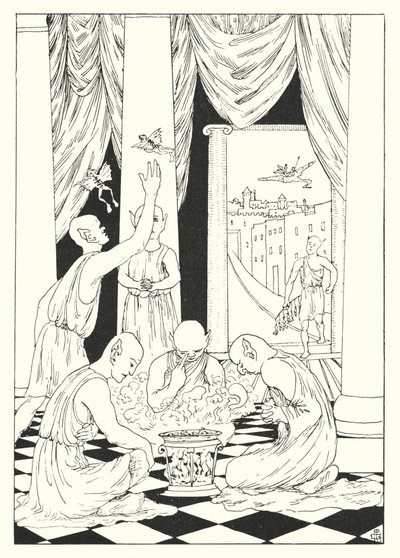 ルシアンの真実の歴史月の食事、カエルの丸焼き（エングレーヴィング） 作： Alfred Payne Garnett