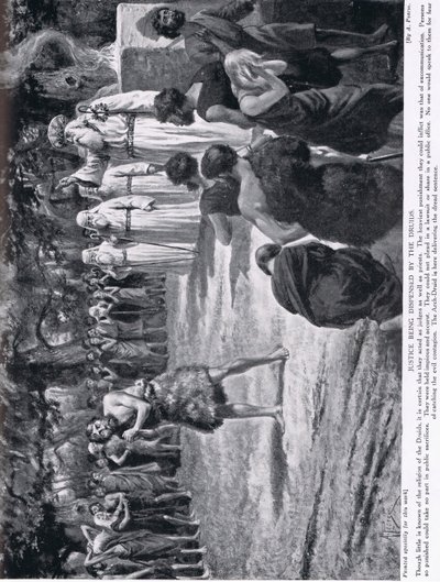 ドルイド僧によって正義が分配された、「ハッチンソンの国家の歴史」からの挿絵、1910年頃 作： Alfred Pearse