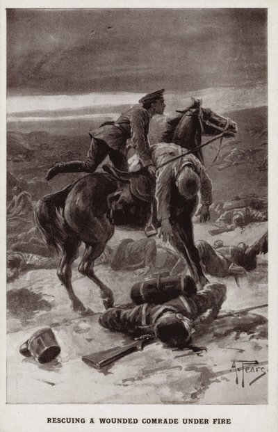 第一次世界大戦、火の下で負傷した同志を救う 作： Alfred Pearse