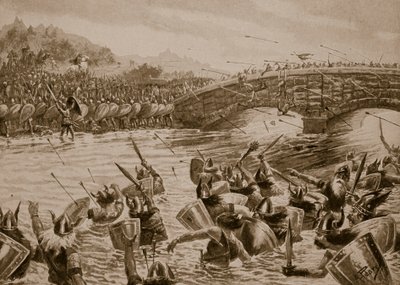 マルドンの戦い、991年、「ハッチンソンのイギリス国民の物語」、1923年頃のイラスト 作： Alfred Pearse
