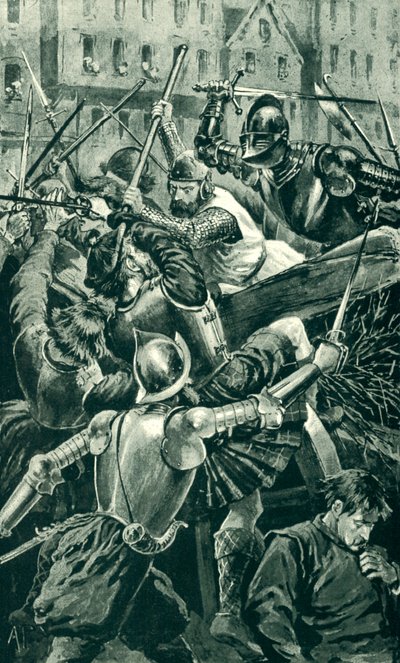 アンガス伯爵と彼の槍兵がパトリックハミルトン卿に攻撃された 作： Alfred Pearse