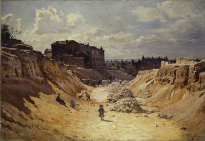 1910年頃、モンマルトルのジュノ大通りの風景（油彩・カンヴァス） 作： Alfred Renaudin