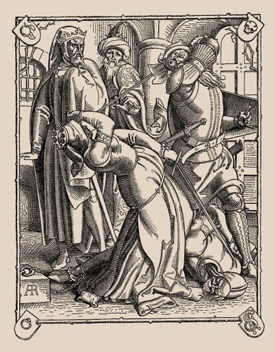 ニーベルンゲンどのようにガンサーとハーゲンとクリエムヒルドが殺されたか、1840-1841。 作： Alfred Rethel