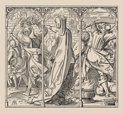 ニーベルンゲン女王がホールを焼き払うように命じた方法、1840-1841。 作： Alfred Rethel
