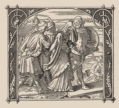 ニーベルンゲン。 Kriemhilds Farewell、1840年から1841年。 作： Alfred Rethel