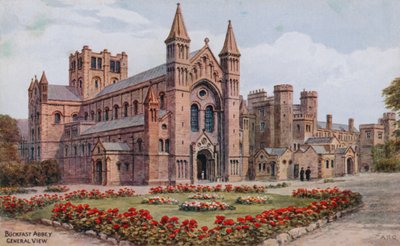 バックファスト修道院、全景（カラーリトグラフ 作： Alfred Robert Quinton