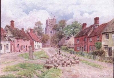 デント＆サンズ社発行の「The Cottages and the Village Life of Rural England」より、サフォーク州のMonks Eleigh。 作： Alfred Robert Quinton