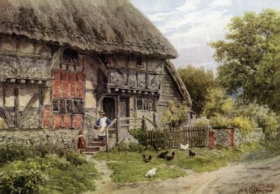 サセックス州ビグノアのオールド・コテージ（カラーリトグラフ版 作： Alfred Robert Quinton