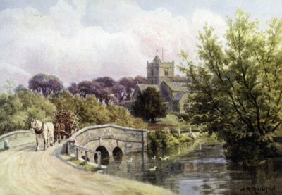The Bridge, Coombe Bissett, near Salisbury (カラーリトグラフ) 作： Alfred Robert Quinton