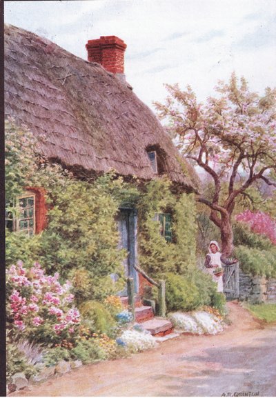The Cottage Door, Elmley Castle, Worcester, from The Cottages and the Village Life of Rural England published by Dent & Sons Limited 作： Alfred Robert Quinton