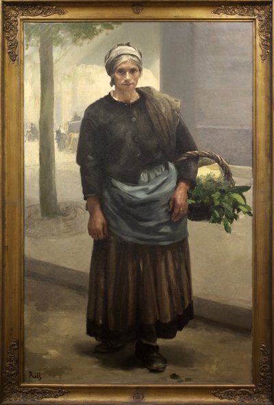 マリアンヌ・オフリー、緑の悲鳴。アルフレッド・ロール（1846-1919）の絵画、油彩・キャンバス、1885年以前。ポーの美術館。 作： Alfred Roll