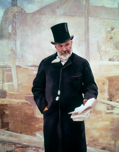 ジャン＝シャルル・アドルフ・アルファンの肖像 (1817-1891)、フランス人技術者、アルフレッド・フィリップ・ロール (1846-1919) によるキャンバスに油彩 作： Alfred Roll