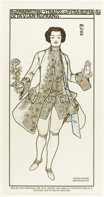 オペラの衣装デザインデアローゼンカヴァリエ薔薇の騎士リチャードシュトラウス作、1910年 作： Alfred Roller