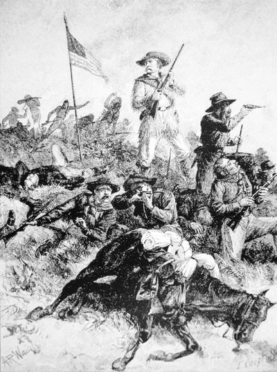 6月25日のリトルビッグホーンの戦いのイラスト 作： Alfred Rudolph (after) Waud