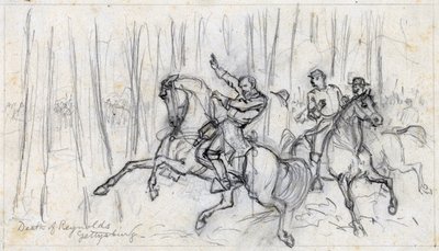 1863年ゲティスバーグでのレイノルズの死（絵） 作： Alfred Rudolph Waud
