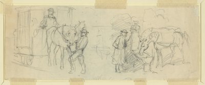 馬に餌をやったり休んだりする 作： Alfred Rudolph Waud