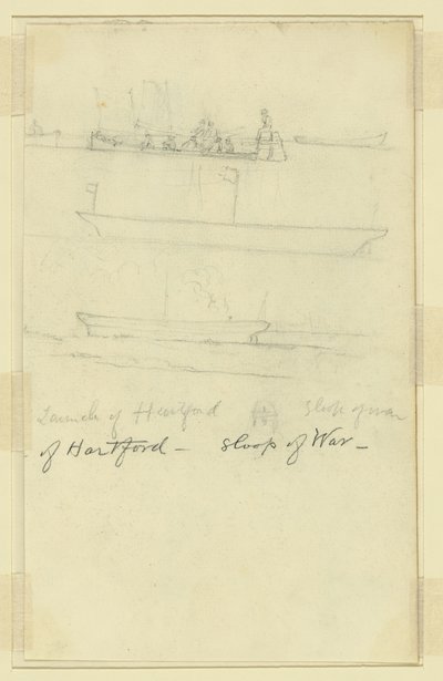 スループ型砲艦ハートフォードの打ち上げ 作： Alfred Rudolph Waud