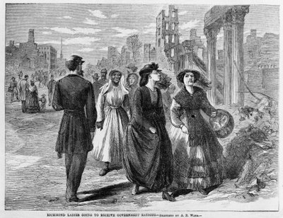 1865年に発行された政府の配給を受けるリッチモンドレディース 作： Alfred Rudolph Waud