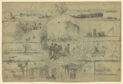 ダッチギャップ運河に関連するシーン 作： Alfred Rudolph Waud