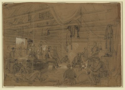 Skedaddlers Hall、Harrisons Landing 作： Alfred Rudolph Waud