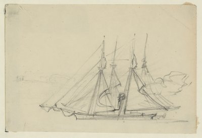 2隻の帆船 作： Alfred Rudolph Waud
