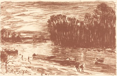 サン・マメス近くのロワン川のほとり 作： Alfred Sisley