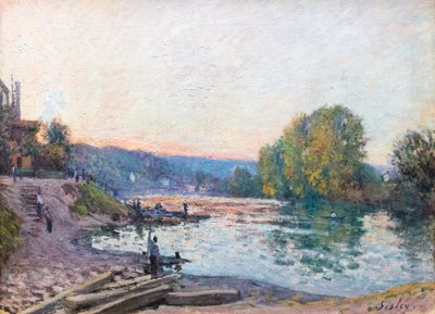 セーヌ川のほとり、夕暮れ時の日光の影響、日付不明（キャンバスに油彩） 作： Alfred Sisley