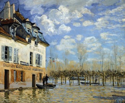 ポルトマーリーの洪水の中のボート（ポルトマーリー）（油彩・キャンバス 作： Alfred Sisley