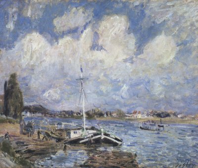 セーヌ川のボート、1877年頃 作： Alfred Sisley