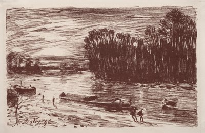 サン・マメス近くのロワン川のほとり 作： Alfred Sisley