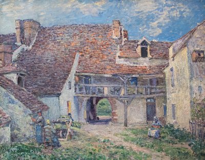 フランス語：Cour de ferme à Saint-Mammès 作： アルフレッド・シスレー