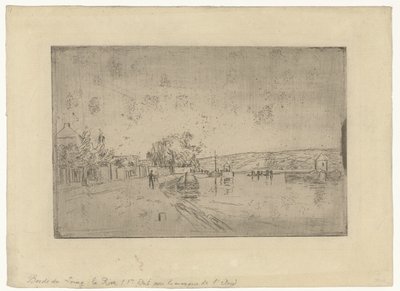 岸辺からボートでロイング川を眺める Bords du Loing: La Rive 作： Alfred Sisley