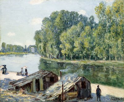 ロアン運河沿いの小屋、日光の影響、1896年 作： Alfred Sisley