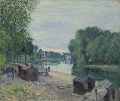 ロインの端にある小屋。 Cabanes au bord du Loing、1896 作： Alfred Sisley