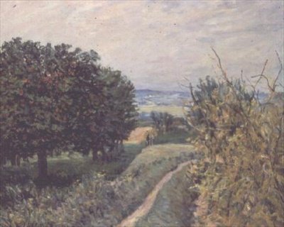 ルーヴシエンヌのブドウ畑にて 作： Alfred Sisley