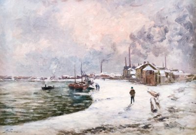 雪の中のアイヴリー 作： Alfred Sisley