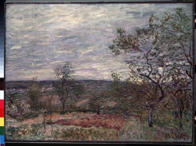 """Journee de vent a Veneux"" (Veneux の風の強い日) アルフレッド・シスレー (1839-1899) による絵画 1882 (印象派) エルミタージュ美術館、サンクトペテルブルク (サンクトペテルブルク) 作： Alfred Sisley