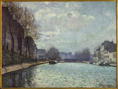 サン・マルタン運河、パリ（油彩・キャンバス） 作： Alfred Sisley