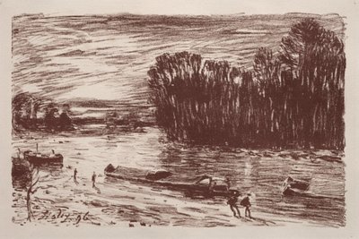 ロイング川のほとりで 作： Alfred Sisley