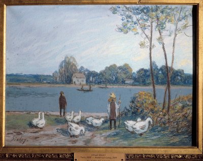 ロイン川のほとりでアルフレッド・シスレー（1839-1899）の絵画 作： Alfred Sisley